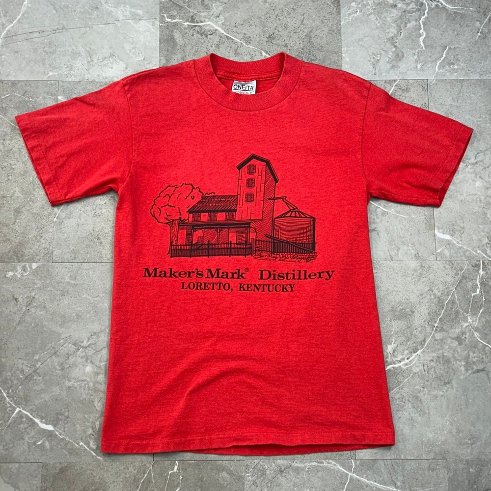 90s Vintage Makers Mark Whisky Distillery Graphic Tee Men Small Distressed Shirt